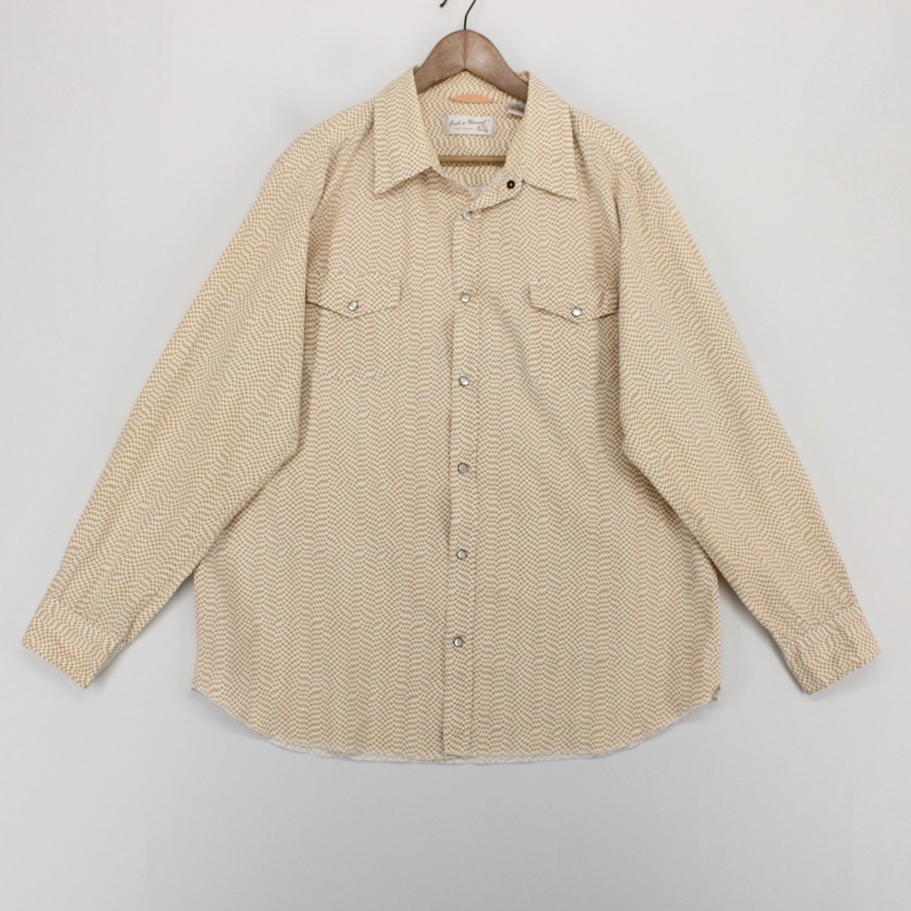 Fred And Howard Shirt Mens XXL Tan Geometric Long Sleeve Pearl Snap Western - Picture 1 of 6